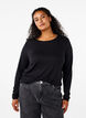 Lang&auml;rmelige Bluse aus Wolle und Viskose, Schwarz, Model image number 0