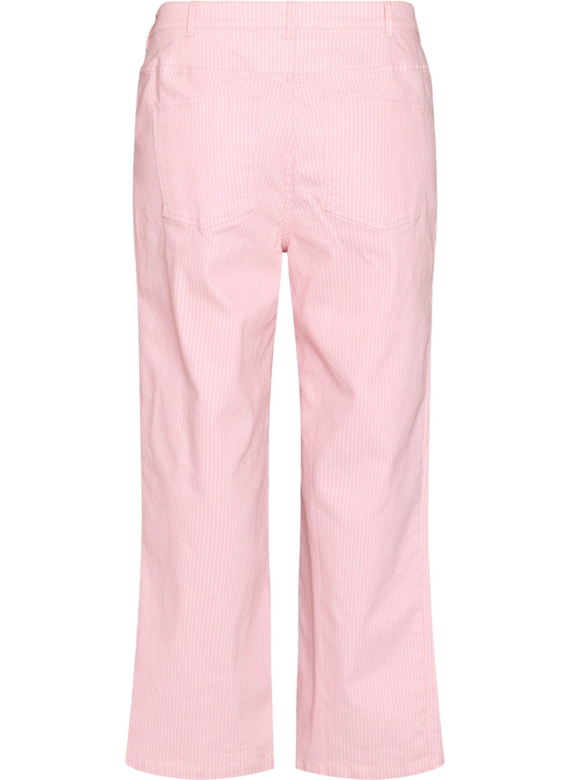 Zizzi Farbige Myra Jeans mit Streifen und weiten Beinen, Pink, Packshot image number 1