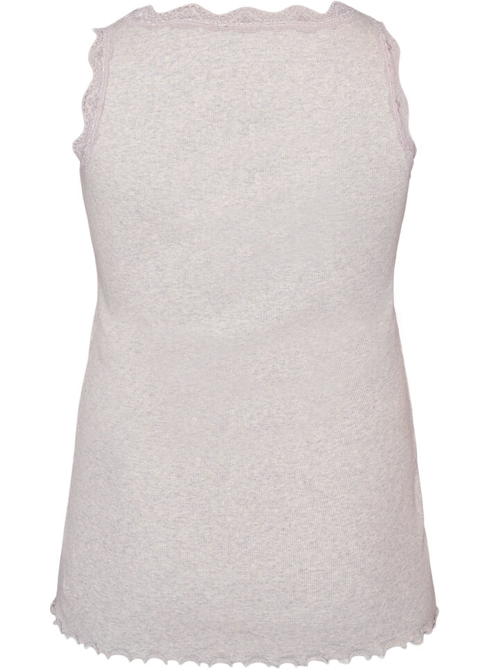 Geripptes Top mit Spitzen, Grau, Packshot image number 1