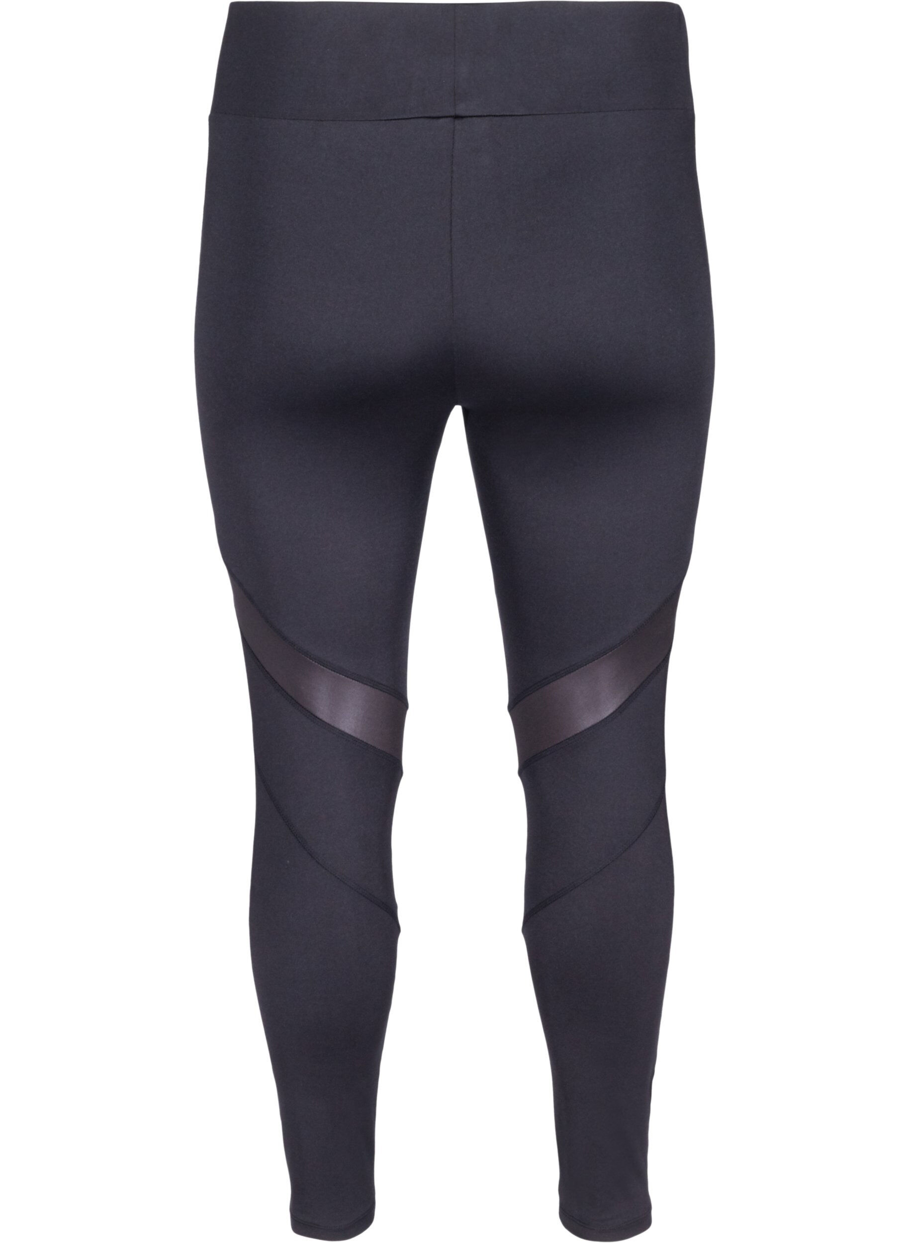 Zizzi Cropped Trainingsleggings mit Mesh, Black, Packshot image number 1