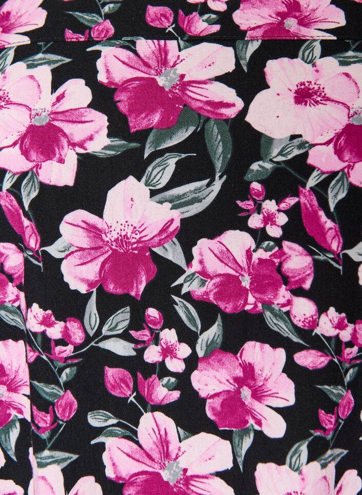 Kurz&auml;rmliges Baumwollkleid mit Aufdruck, Schwarz, Packshot image number 2