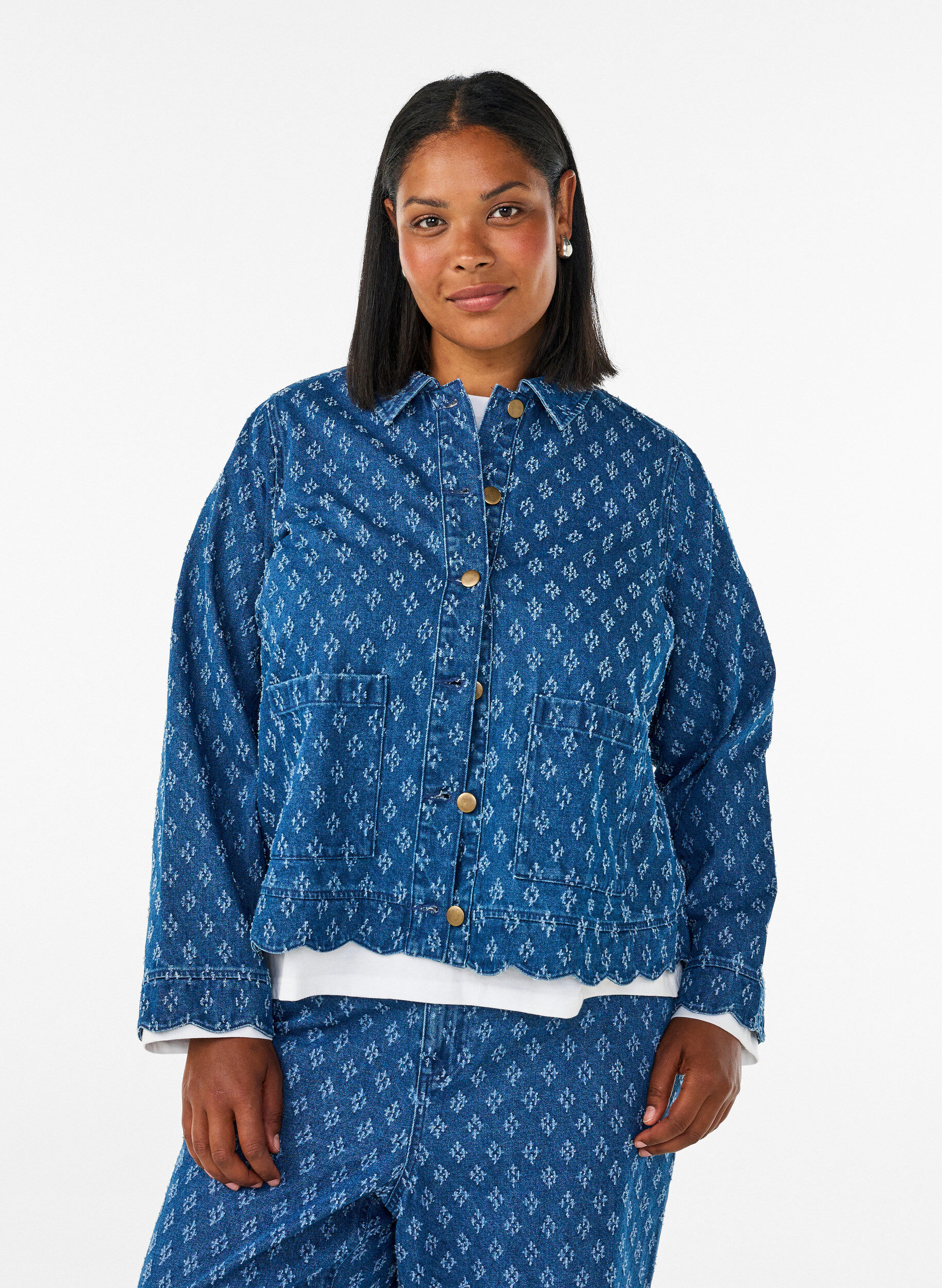 ZizziJeansjacke mit Destroyed-Muster, Blau, Model image number 0