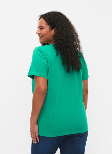 Kurzärmeliges T-Shirt mit V-Ausschnitt, Simply Green, Model image number 1