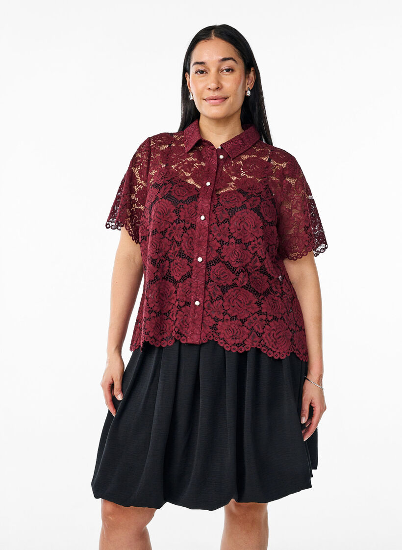 Kurzer Ballonrock mit elastischem Bund, Schwarz, Model image number 0