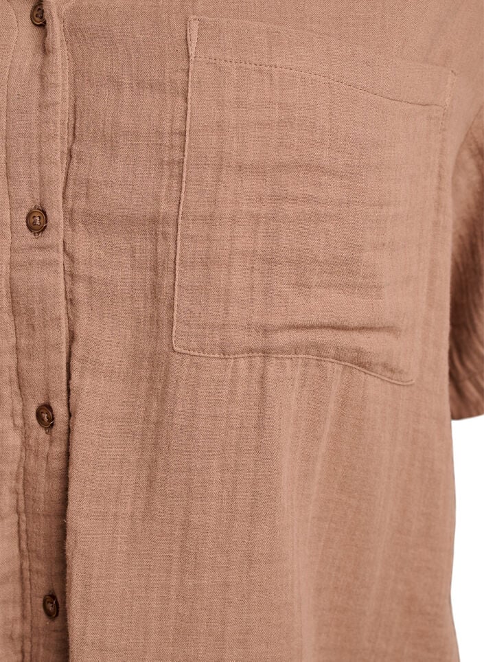 Bluse aus Baumwoll-Musselin mit kurzen &Auml;rmeln, Braun, Packshot