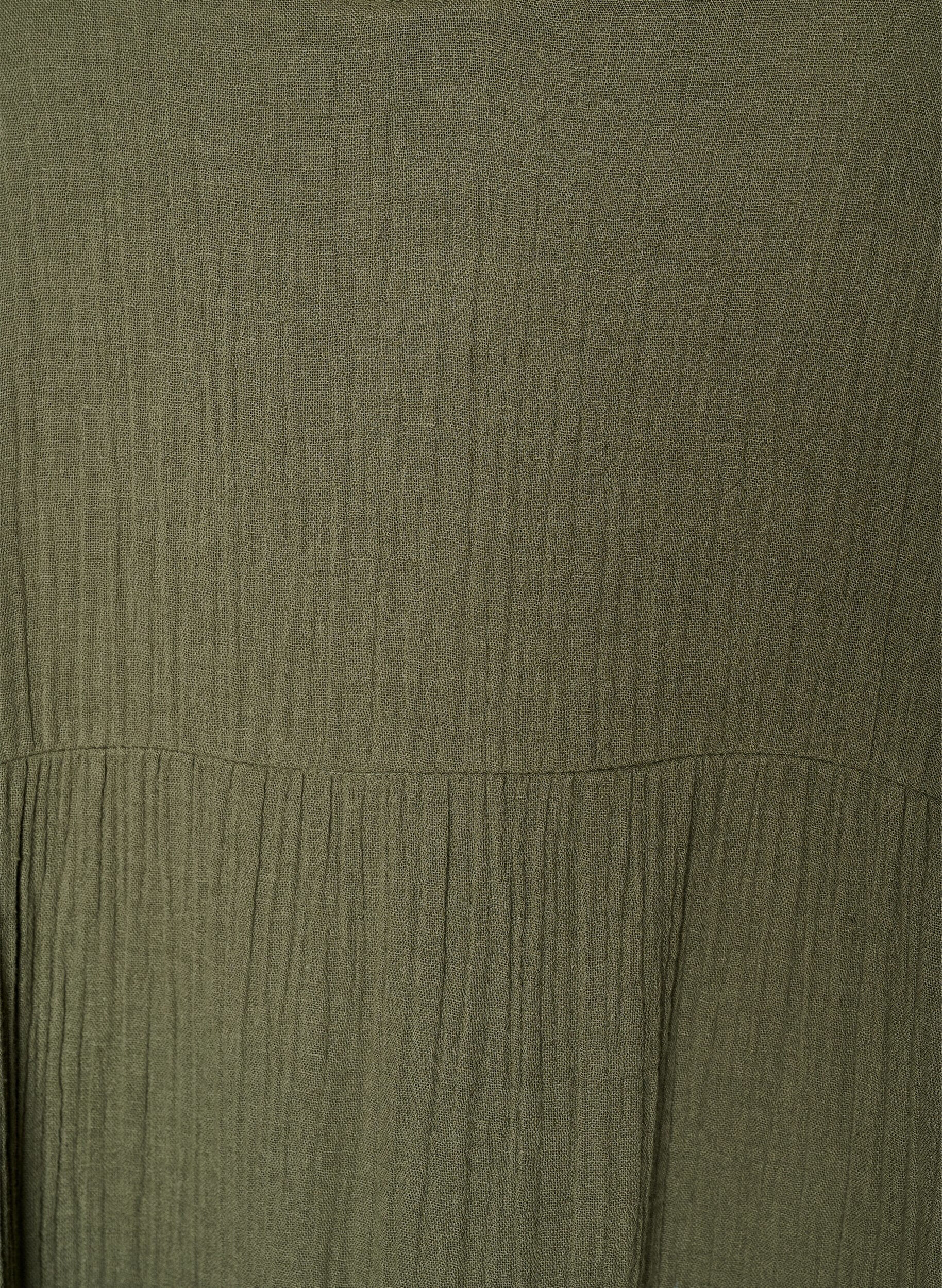 Zizzi Midikleid in A-Linie aus Baumwoll-Musselin, Gr&uuml;n, Packshot image number 2