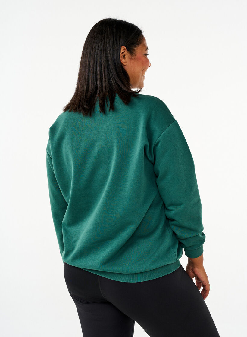 Sweatshirt mit Frottee-Schriftzug, Grün, Model image number 2