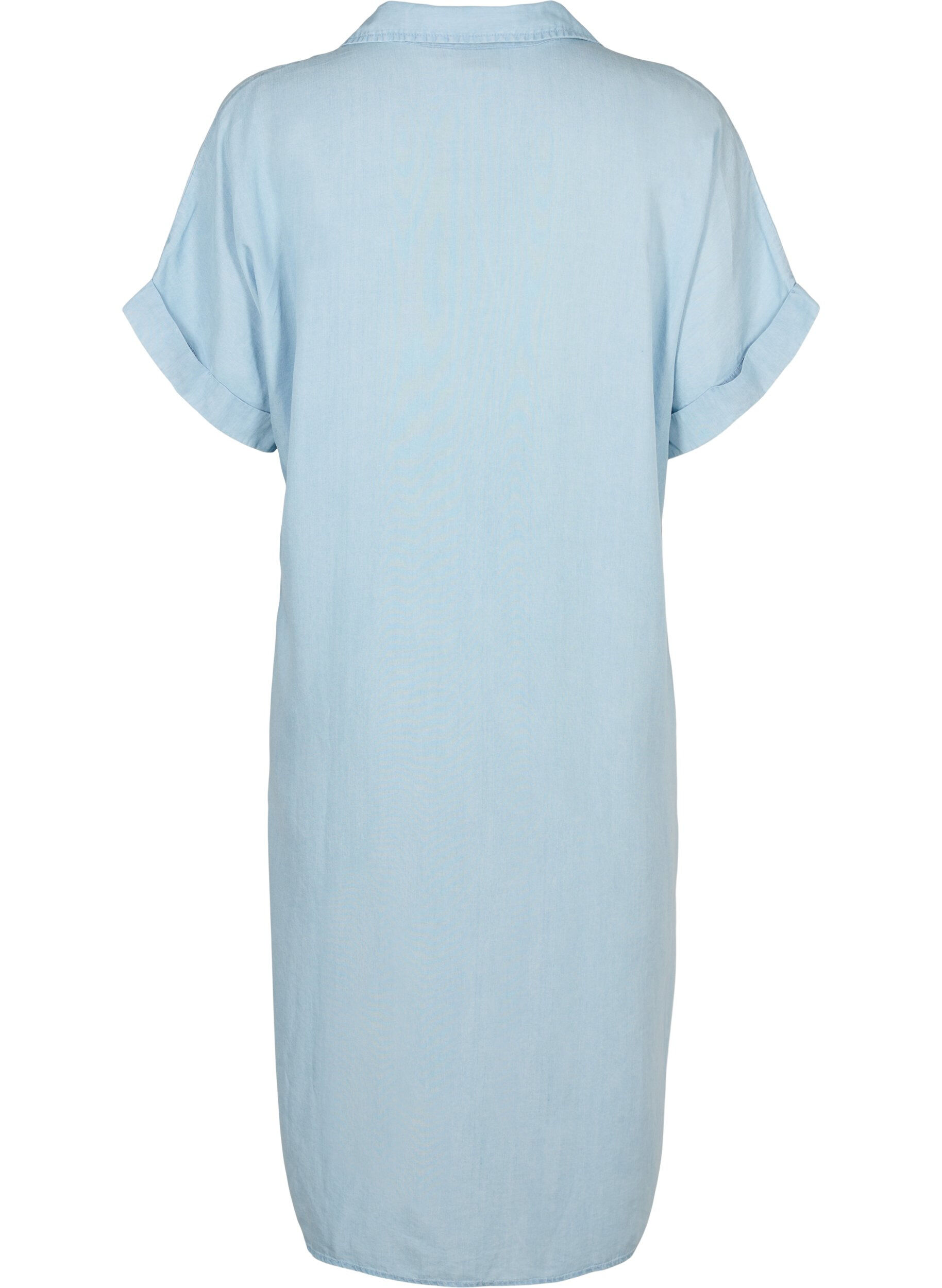 Zizzi Kurzarm-Shirtkleid aus Lyocell (TENCEL&trade;), Light blue denim, Packshot image number 1