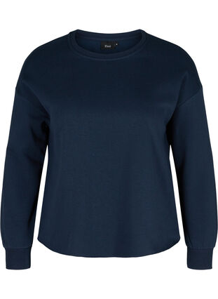 Cropped Sweatshirt mit Rundhals, Navy Blazer, Packshot image number 0