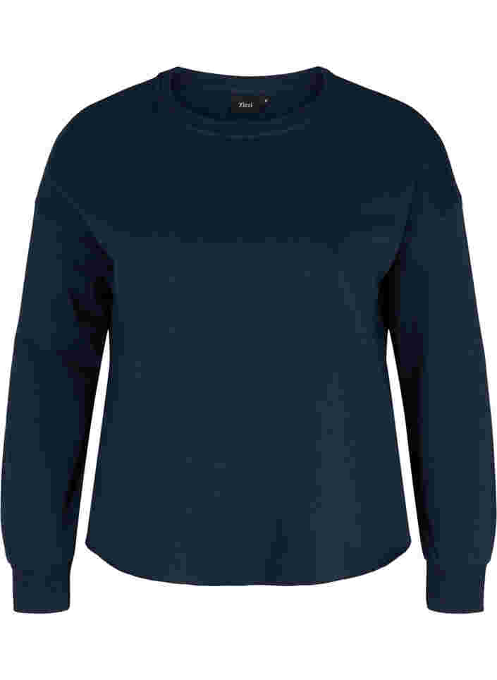 Cropped Sweatshirt mit Rundhals, Navy Blazer, Packshot image number 0