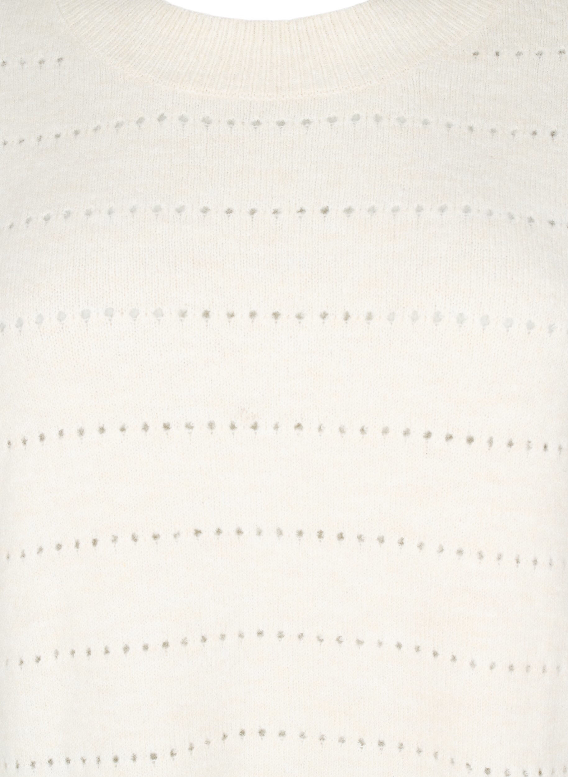 Zizzi Strickbluse mit Rundhals und Spitzenmuster, Birch Mel., Packshot image number 2