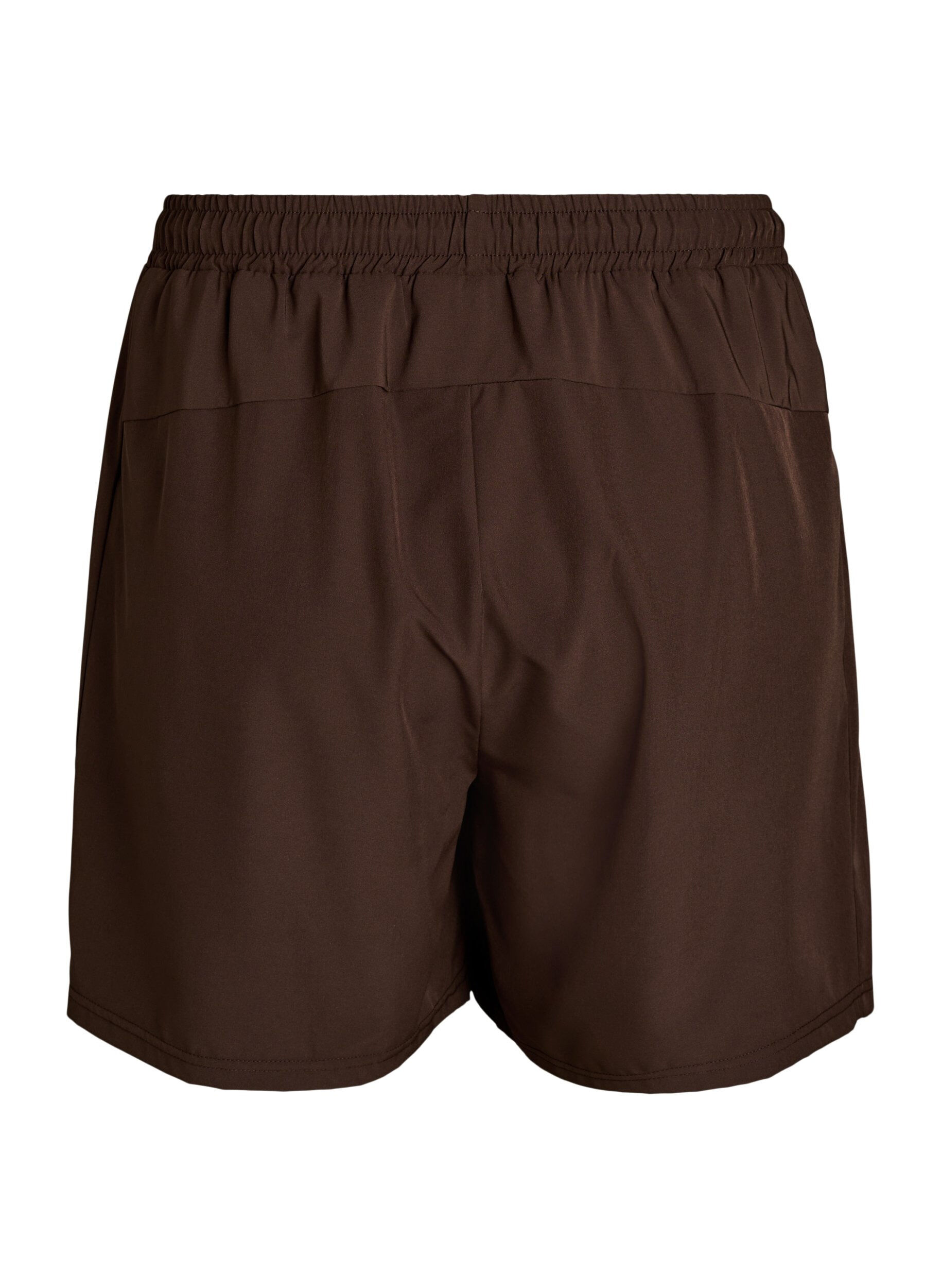 Zizzi Trainingsshorts mit Innenhose und Handytasche, Braun, Packshot image number 1