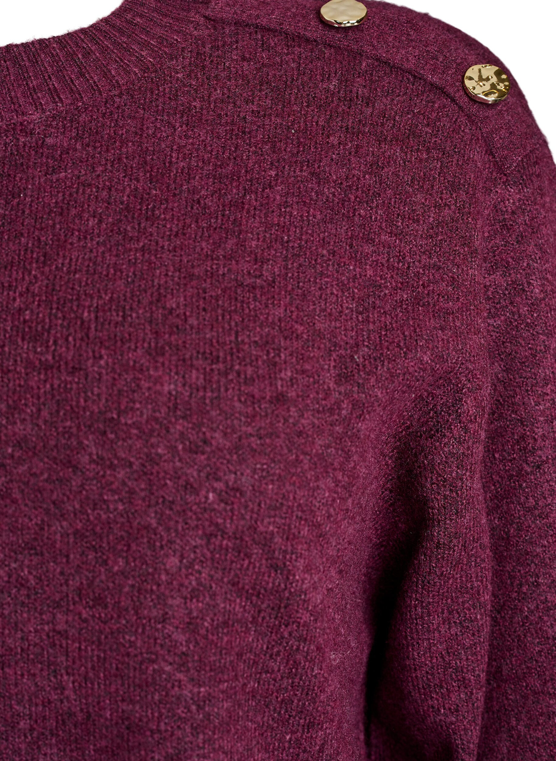 ZizziStrickbluse mit Knopfleiste, Dunkles Bordeaux, Packshot image number 2