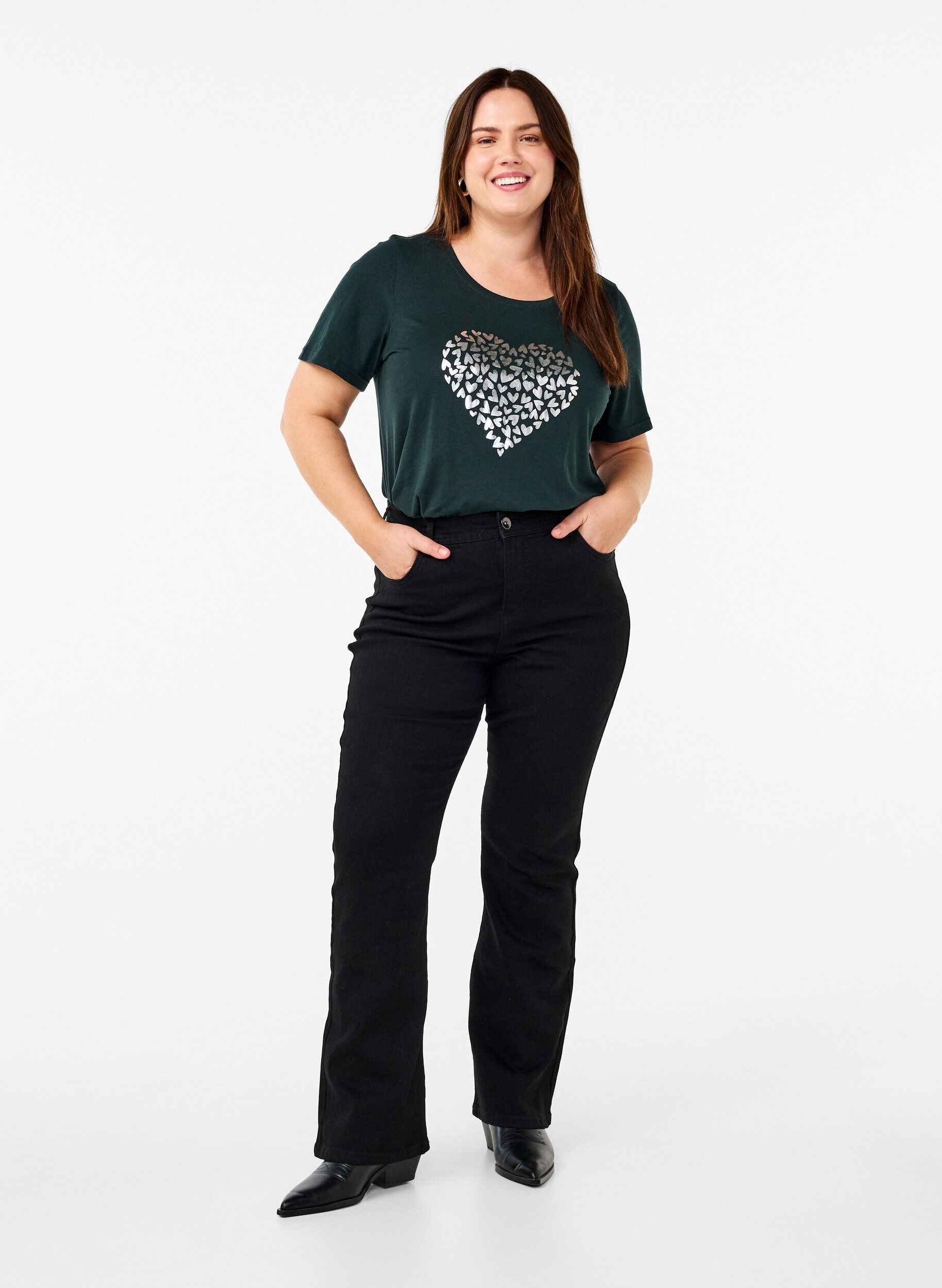 Zizzi FLASH - T-Shirt mit Print, Gr&uuml;n, Model image number 1