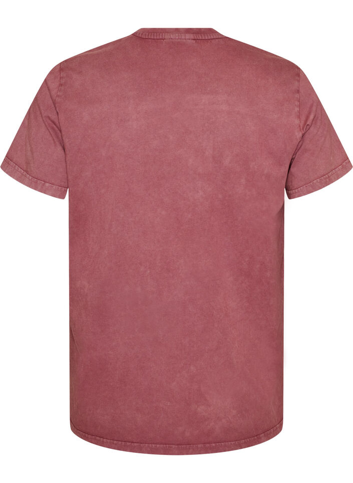 Baumwoll-T-Shirt mit Frontprint und gewaschener Optik, Rot, Packshot image number 1