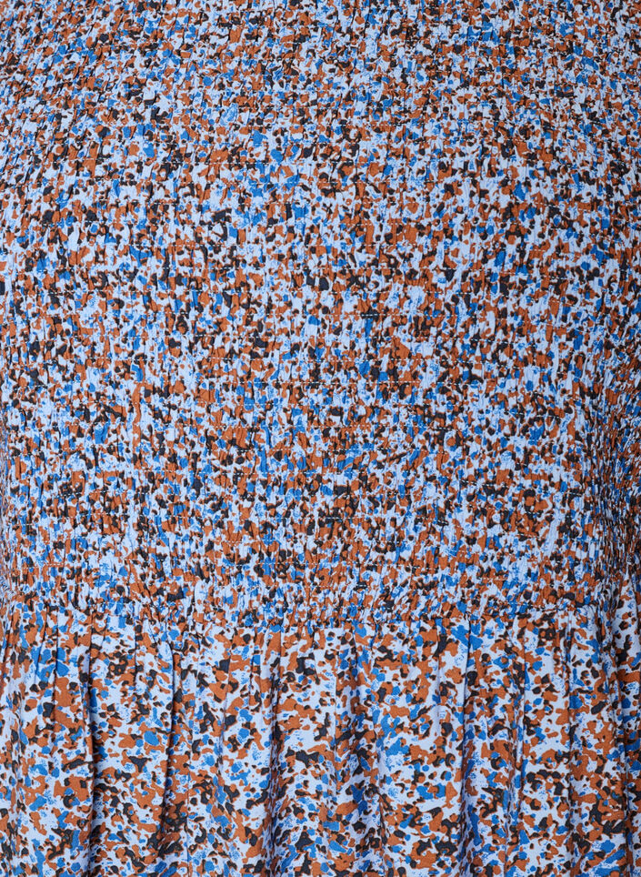 Kleid aus Viskose mit Smock und Allover-Muster, Blau, Packshot image number 2