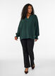 Bluse mit Smockb&uuml;ndchen und V-Ausschnitt, Gr&uuml;n, Model image number 1