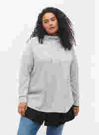 Sweatshirt mit hohem Kragen, Light Grey Melange, Model