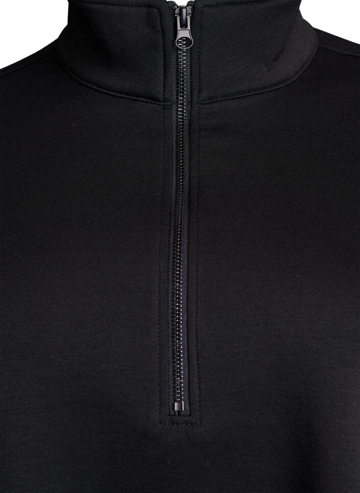 Kurzärmeliges Sweatshirt mit hohem Kragen, Schwarz, Packshot image number 2