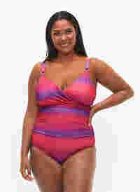 Bedruckter Badeanzug mit weicher Wattierung, Pink Comb, Model