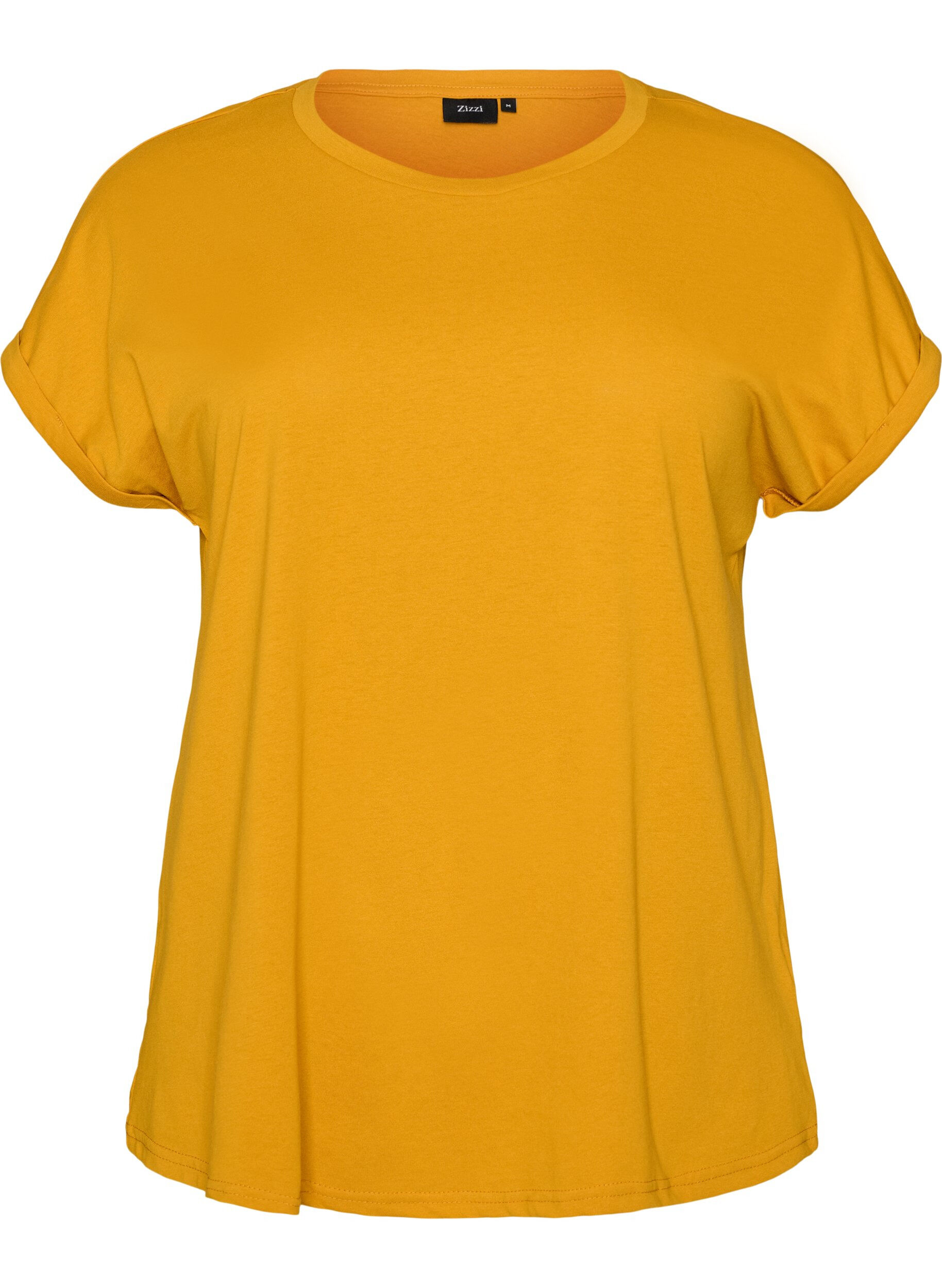 ZizziKurz&auml;rmeliges T-Shirt aus einer Baumwollmischung, Gelb, Packshot image number 0