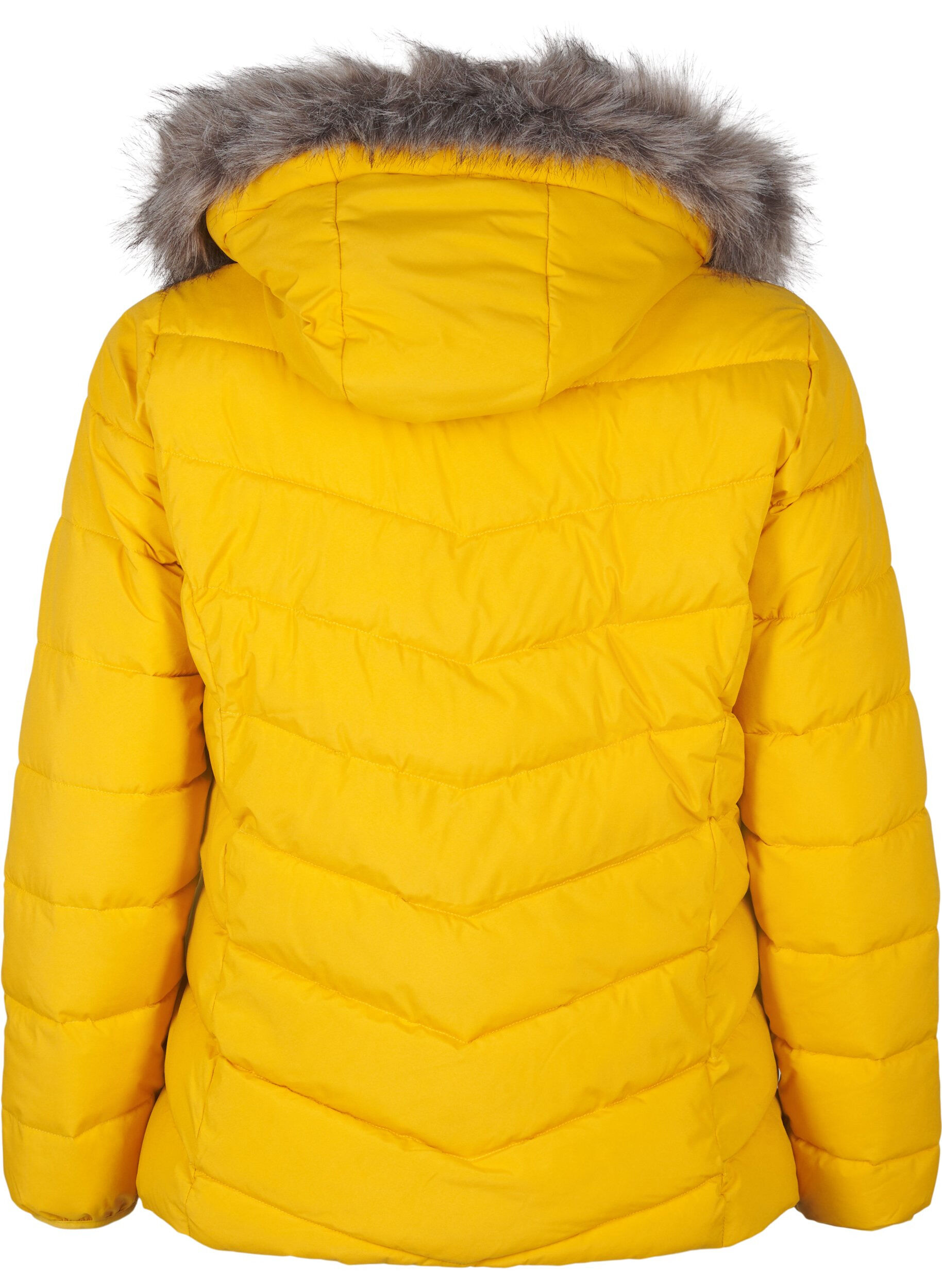 Zizzi Kurze Steppjacke mit Kapuze, Gelb, Packshot image number 1