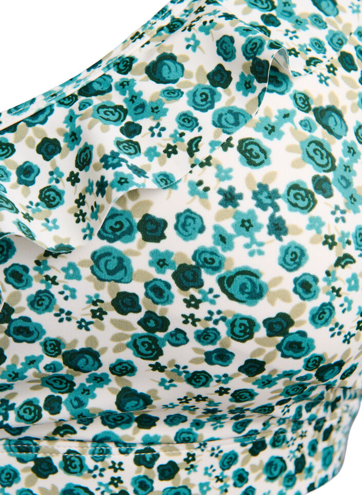 Gebl&uuml;mtes Bikinioberteil mit R&uuml;schendetails, Gr&uuml;n, Packshot image number 2