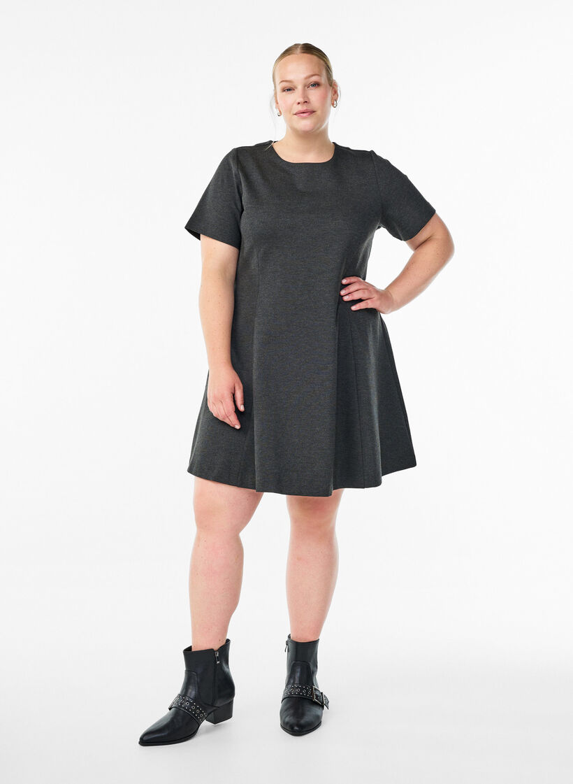 Kurzes A-Linien Kleid aus Jersey, Grau, Model image number 1
