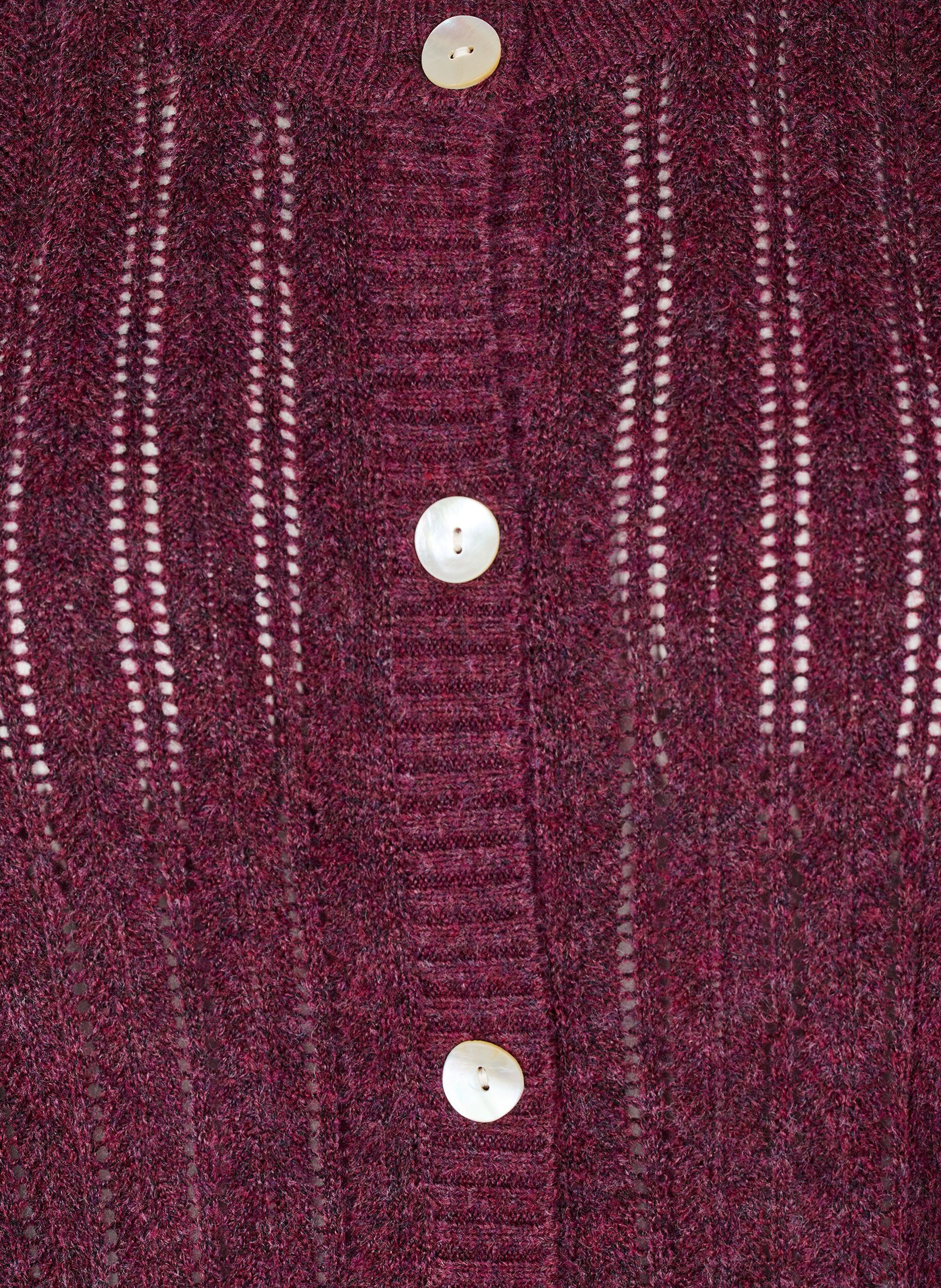 ZizziGestrickter Cardigan mit Lochmuster, Dunkles Bordeaux, Packshot image number 2