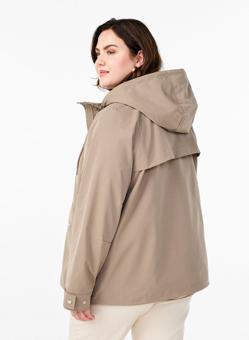 Kurze Frühlingsjacke mit abnehmbarer Kapuze, Beige, Model image number 2