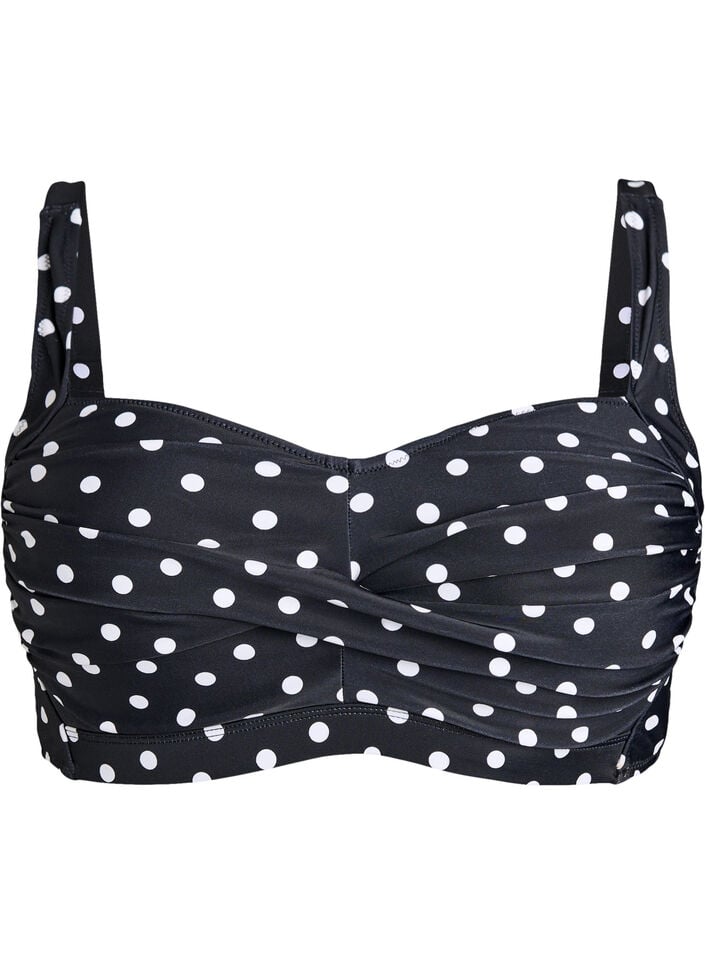 Wattierter Bikini-Oberteil mit Print, Schwarz, Packshot