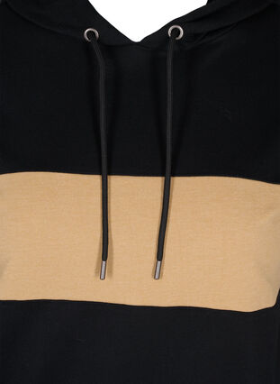 Sweatshirt mit Kapuze und Trackdetails, Black/Camel, Packshot image number 2