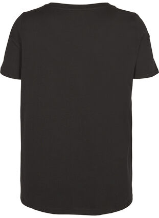 Kurzarm T-Shirt aus Baumwolle mit Aufdruck, Black, Packshot image number 1