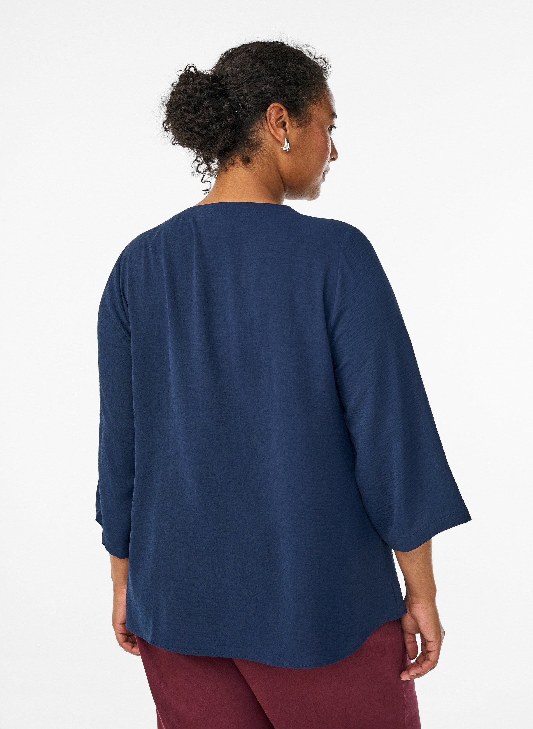 Zizzi FLASH - Bluse mit 3/4-&Auml;rmeln, Blau, Model image number 2