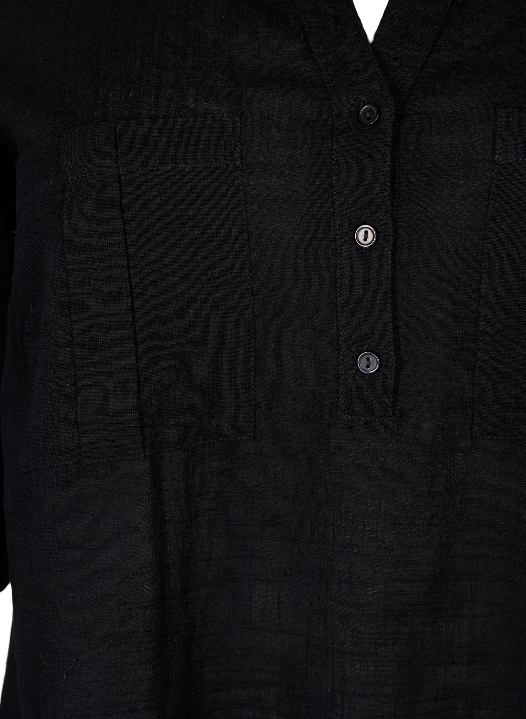 Zizzi Tunika aus Baumwolle mit 3/4-&Auml;rmeln, Black, Packshot image number 2