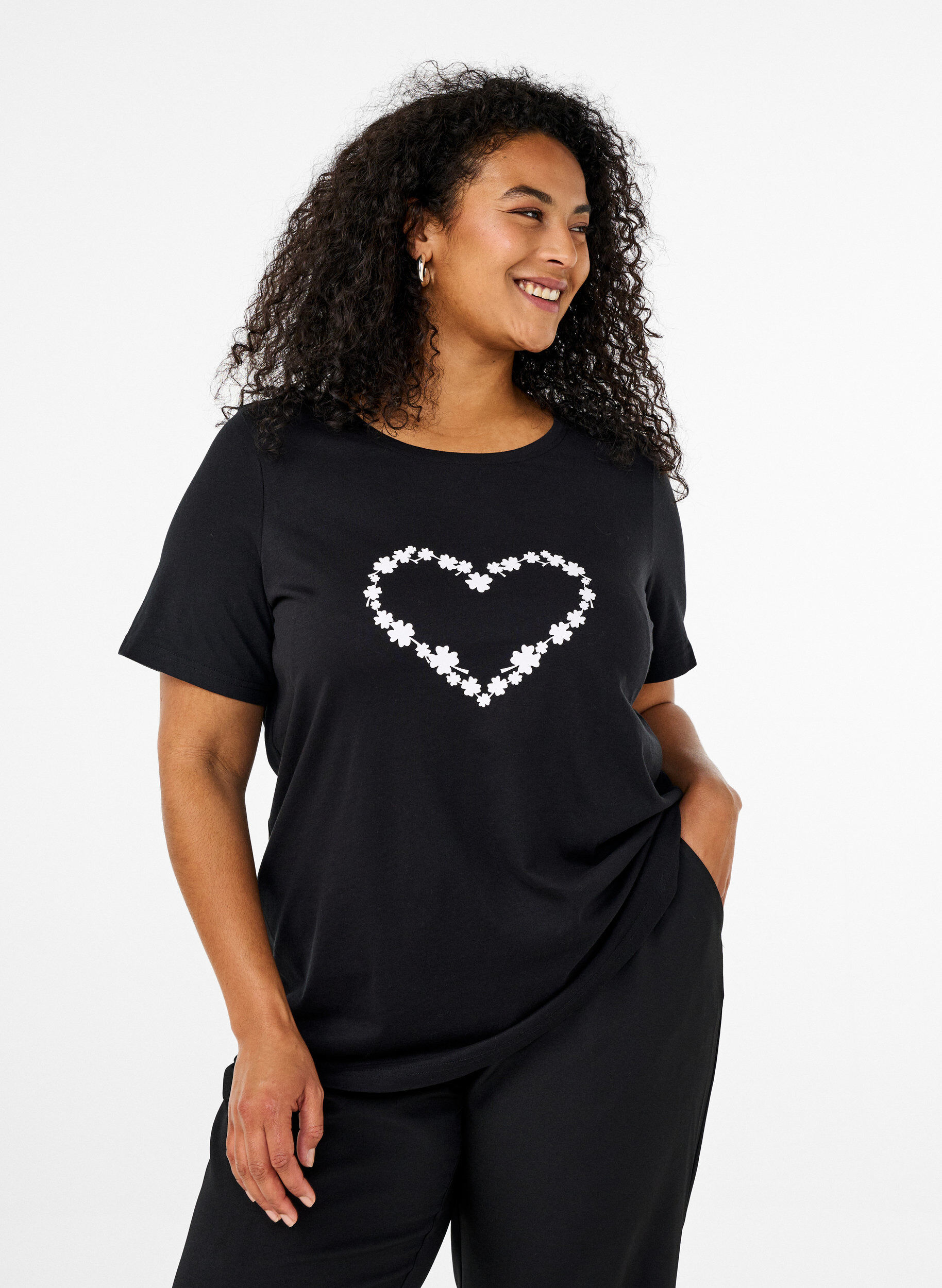 Zizzi FLASH - T-Shirt mit Print, Schwarz, Model image number 0