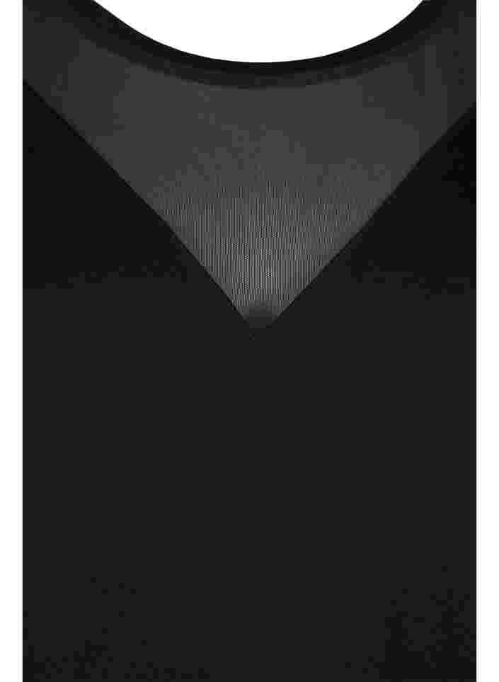 Langärmeliges Viskose-Workout-Top mit Mesh, Black, Packshot image number 2