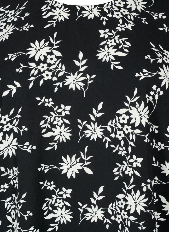 Bluse mit Puffärmeln, Black Flower AOP, Packshot image number 2