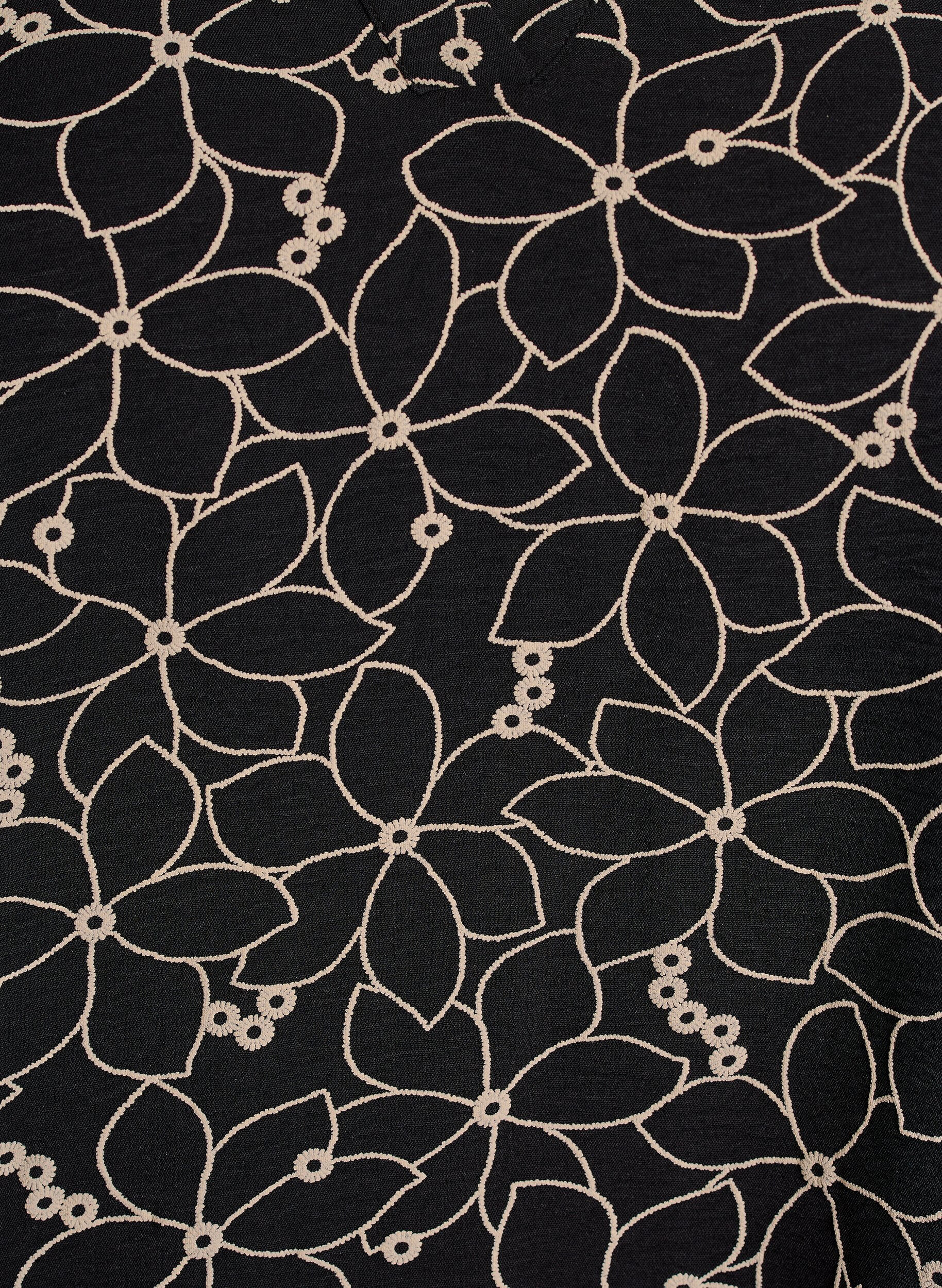 Zizzi Lang&auml;rmelige Bluse mit Blumenstickerei, Schwarz, Packshot image number 2