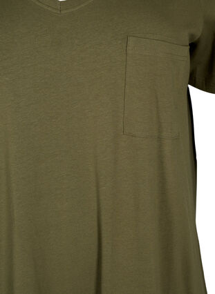 Kurzärmeliges Baumwollkleid mit Schlitz, Ivy Green, Packshot image number 2