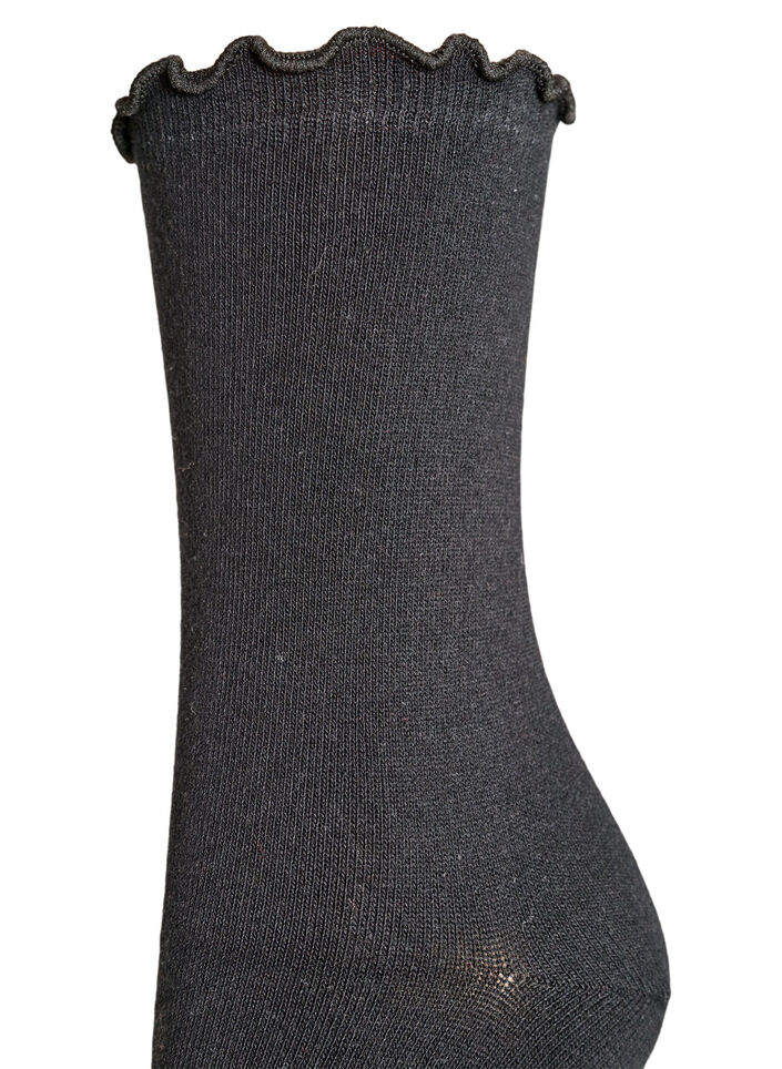 Socken aus Baumwolle mit gewelltem Saum, Schwarz, Packshot image number 2