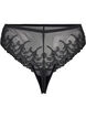Mesh-Tanga mit Stickereidetails, Schwarz, Packshot image number 1