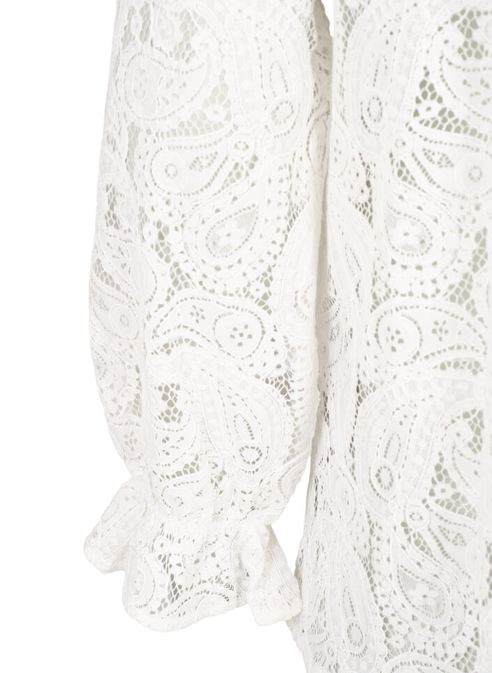 Hemdbluse aus Spitze mit Rüschendetail, Snow White, Packshot image number 3