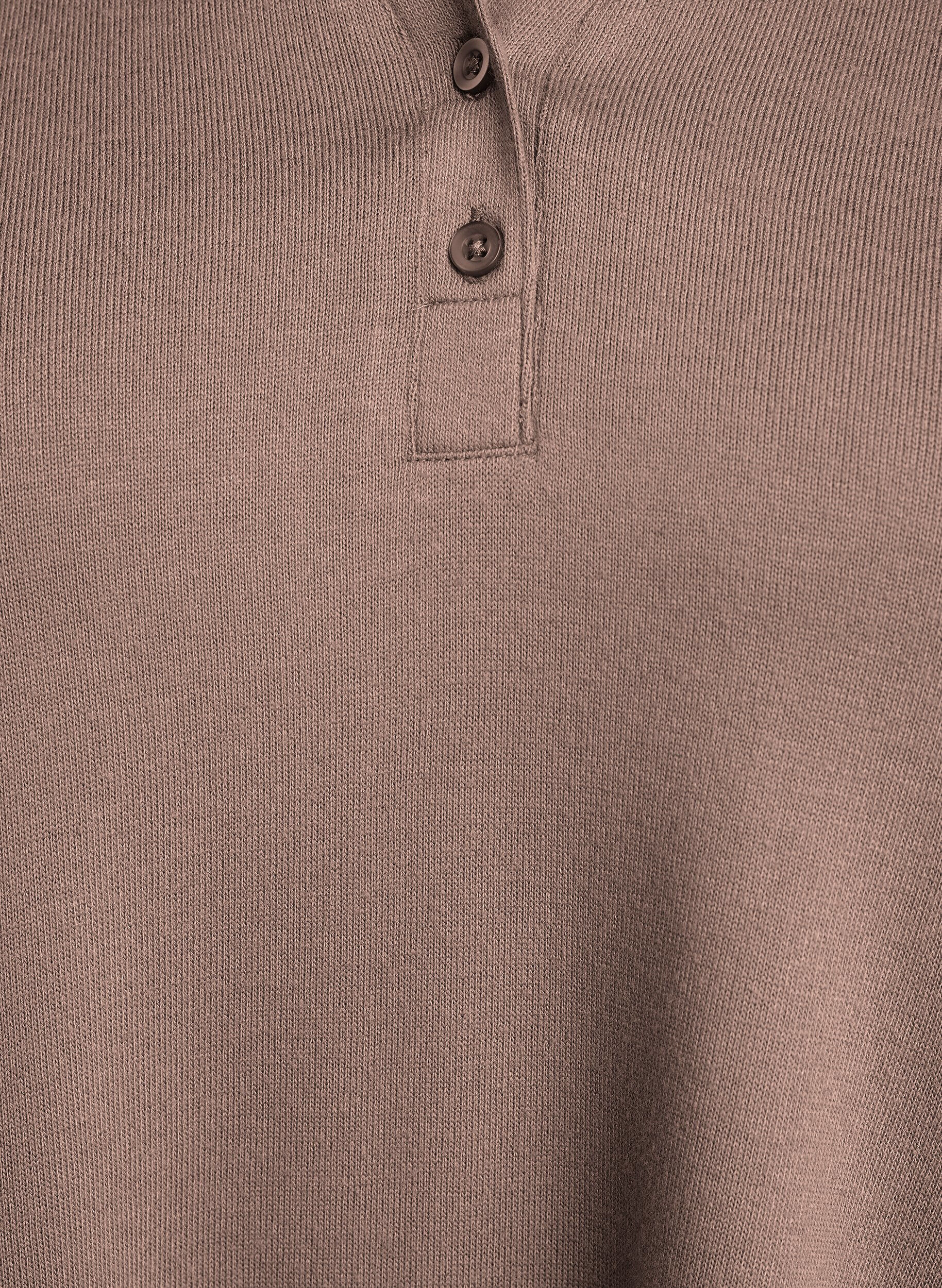 Zizzi Lang&auml;rmelige Bluse aus Jersey mit Kragen, Braun, Packshot image number 2