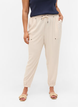 Hosen mit Taschen und elastischem Bündchen, Warm Sand, Model image number 2