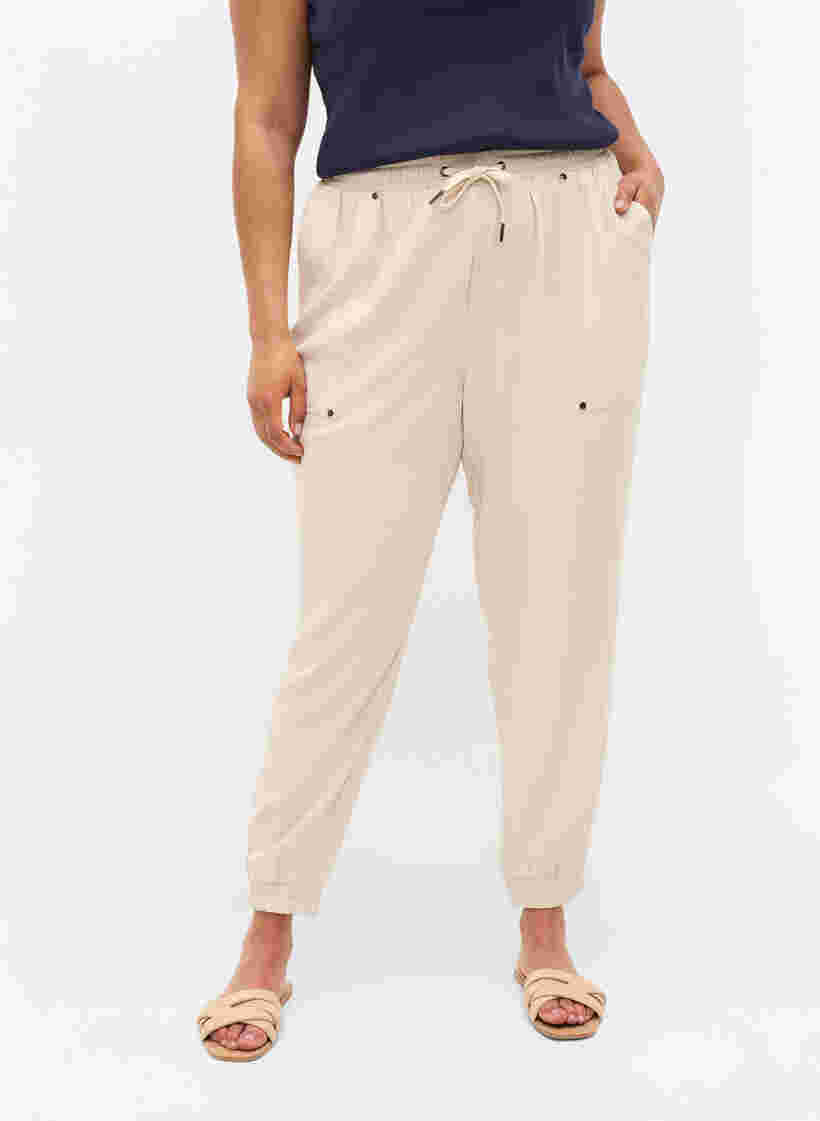 Hosen mit Taschen und elastischem Bündchen, Warm Sand, Model image number 2