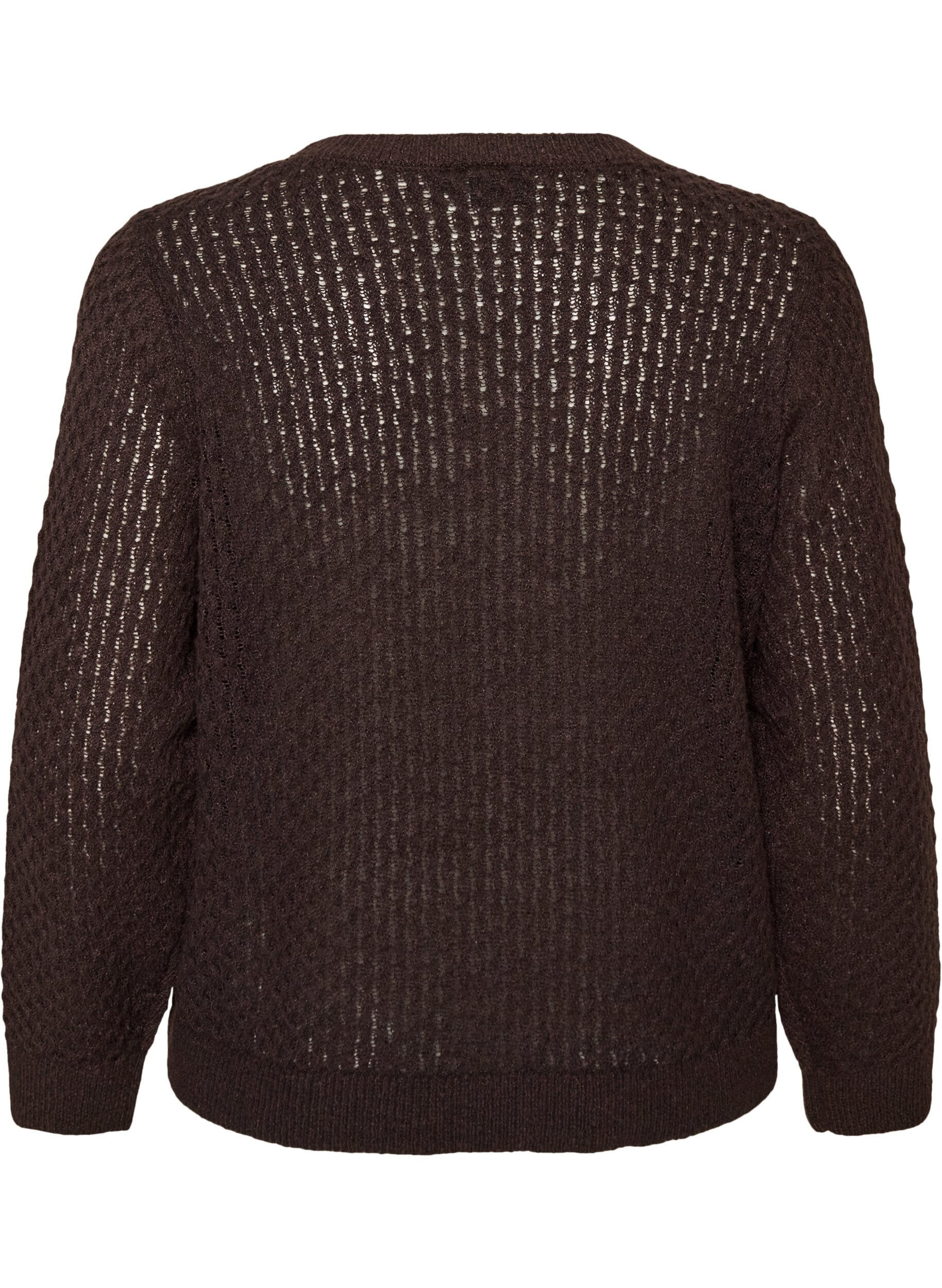 ZizziStrickbluse mit strukturiertem Lochmuster, Braun, Packshot image number 1