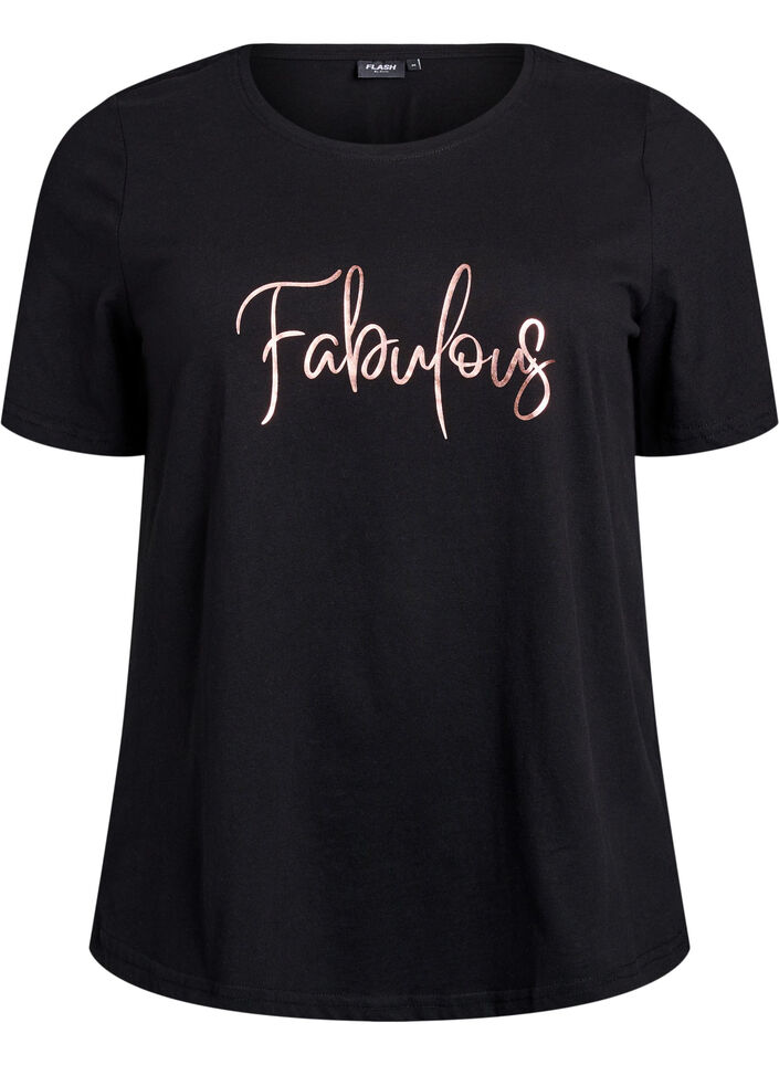 T-Shirt mit Print, Schwarz, Packshot image number 0