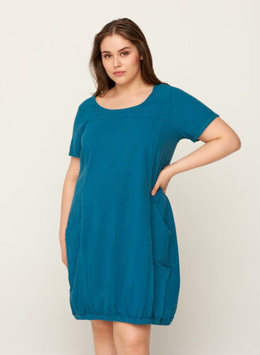Kleid mit Taschen, Blue Coral, Model image number 0