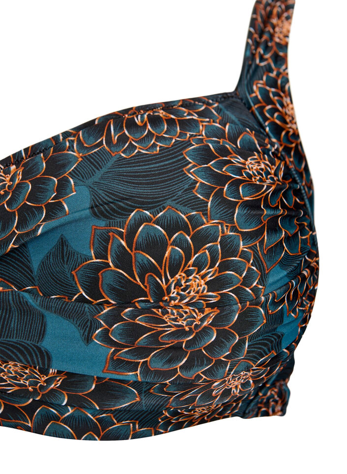 Wattierter Bikini-Oberteil mit Print, Petrol, Packshot image number 2